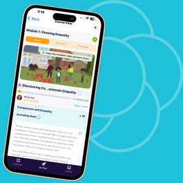 Bloomster app screen showing empathy course