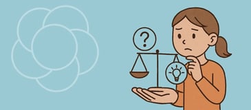 Stylized image of a hand holding a scale, symbolizing a tween thoughtfully weighing options before making a responsible choice.