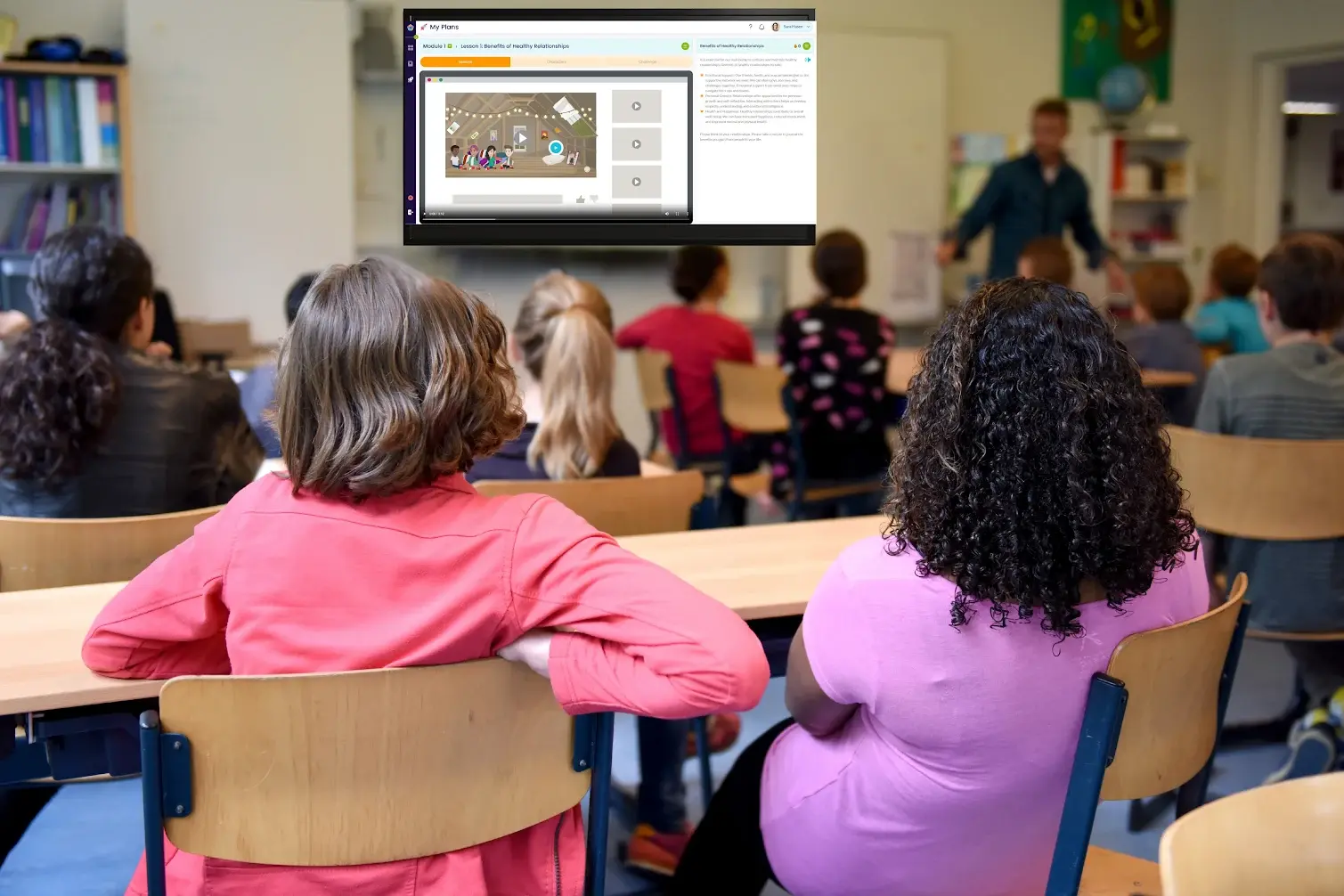 Student Walking with Overlays