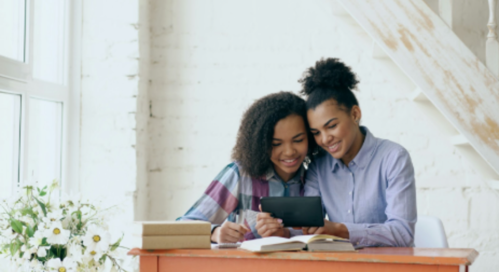 Parent and tween learning together